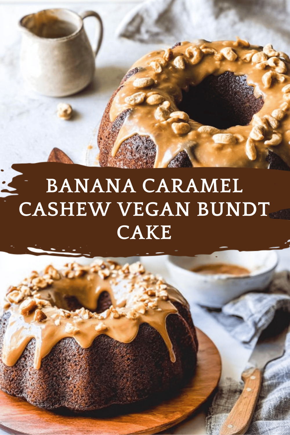 Banana Caramel Cashew Vegan Bundt Cake
