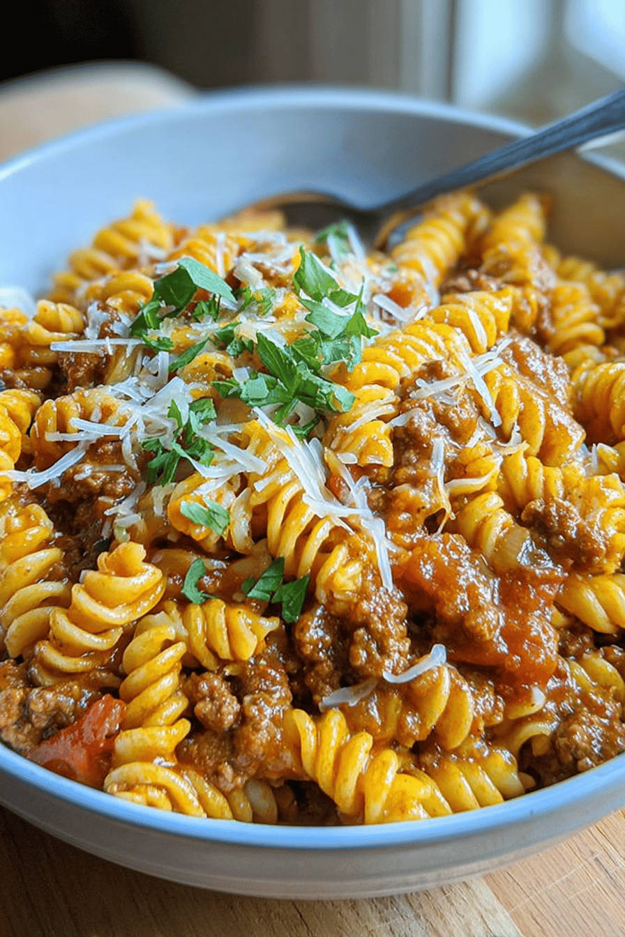 Cheesy Beef Taco Pasta