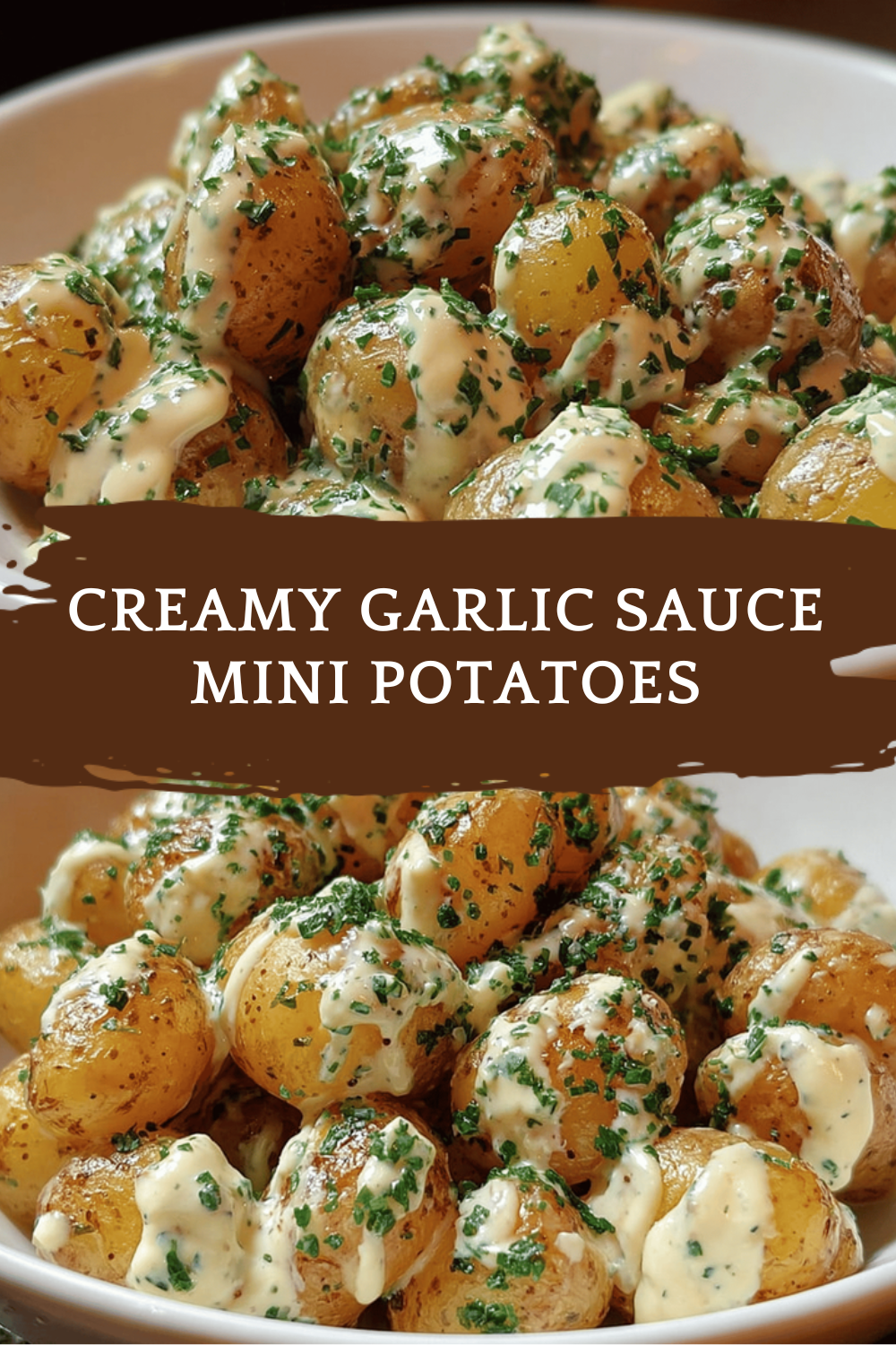 Creamy Garlic Sauce Mini Potatoes