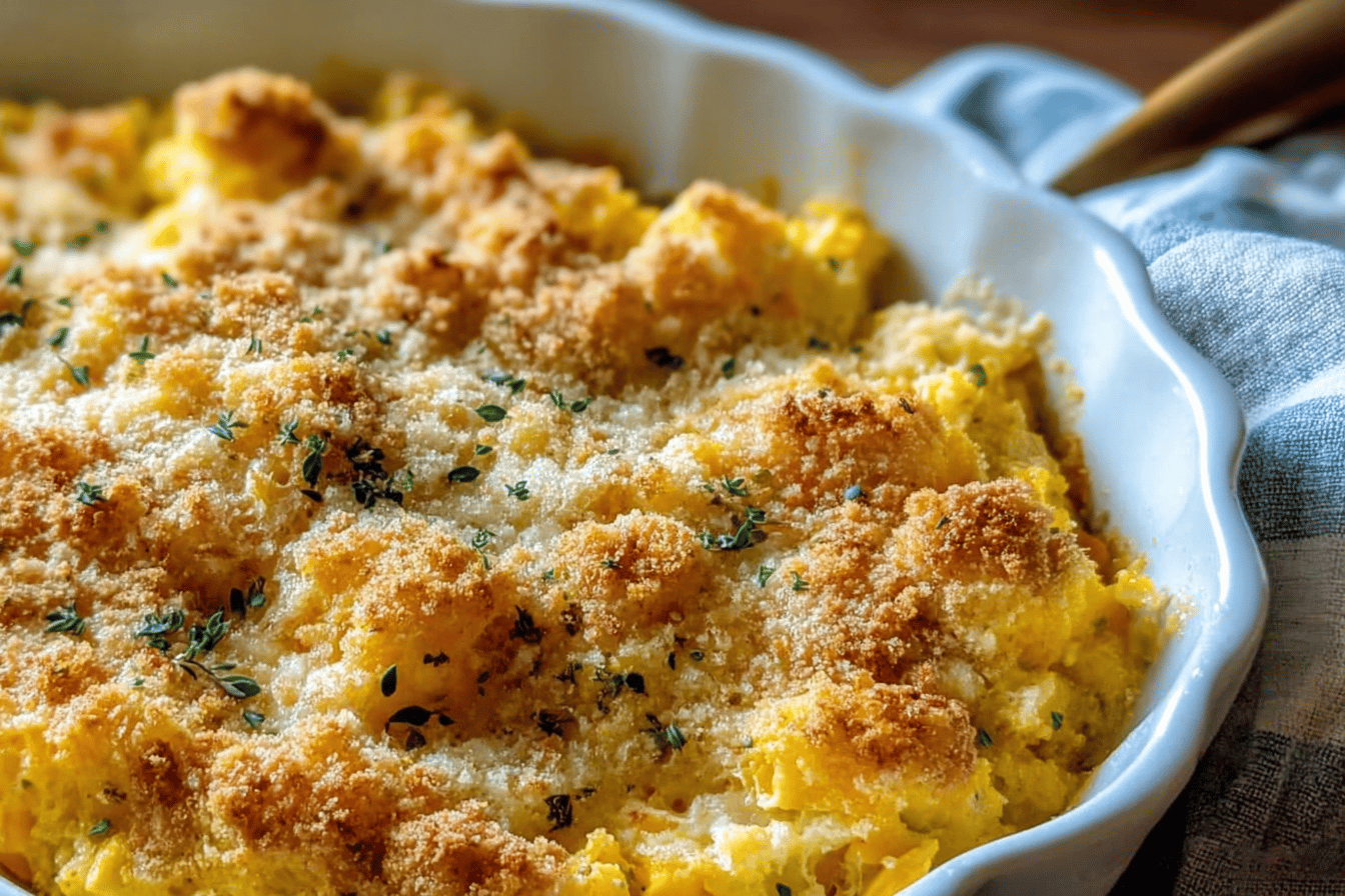 Southern Squash Casserole Recipe With Creamy Cheese And Crunchy Top