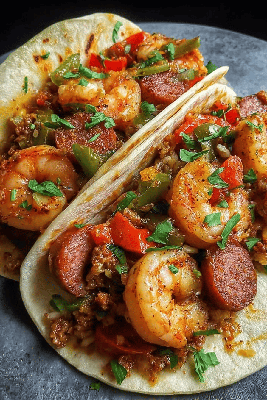 Andouille Shrimp Spicy Tacos