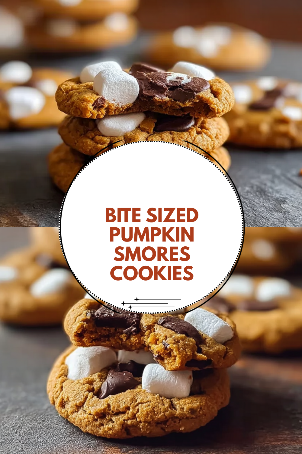 Bite Sized Pumpkin Smores Cookies