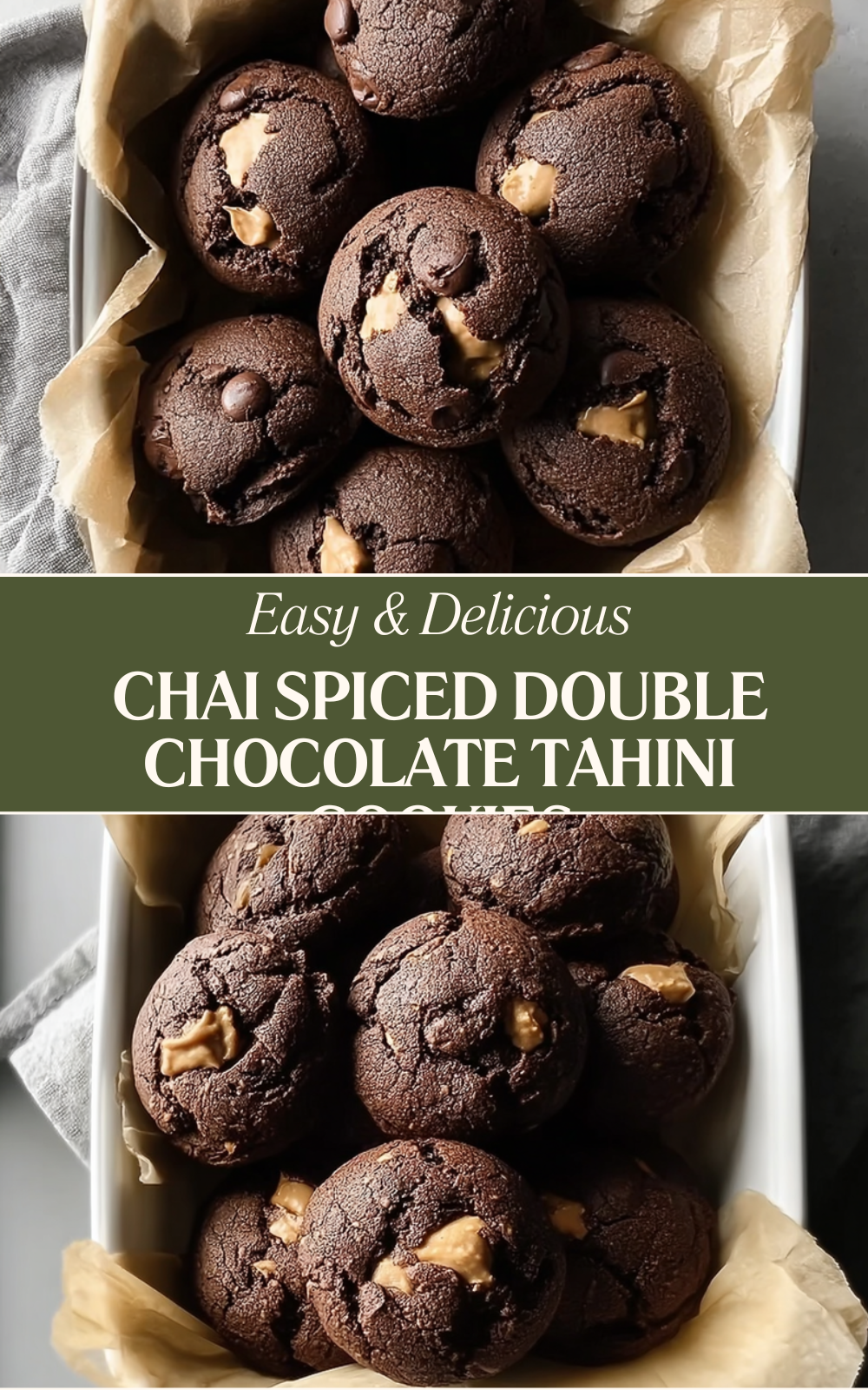 Chai Spiced Double Chocolate Tahini Cookies