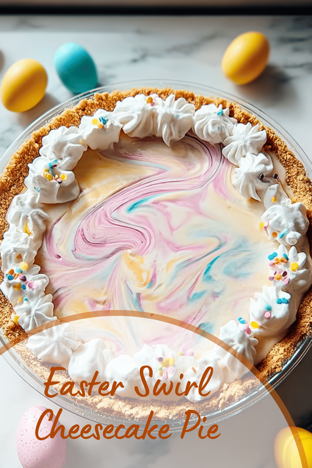 Easter Swirl Cheesecake Pie