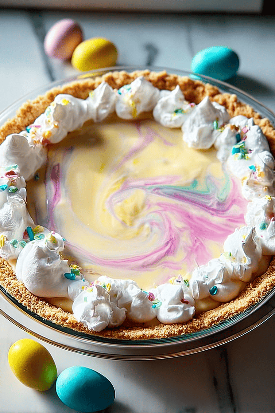 Easter Swirl Cheesecake Pie