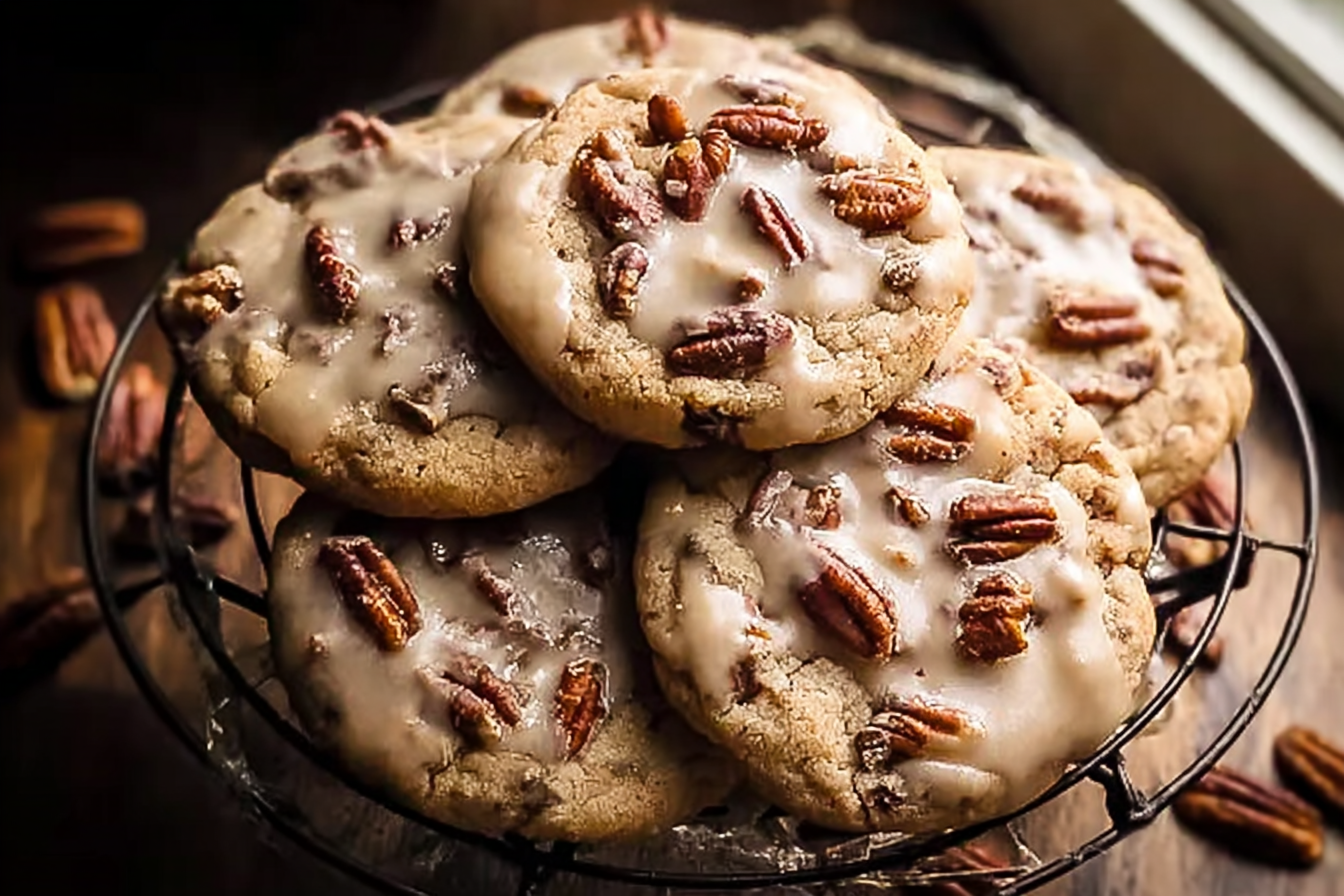 Frosted Butter Pecan Cookies