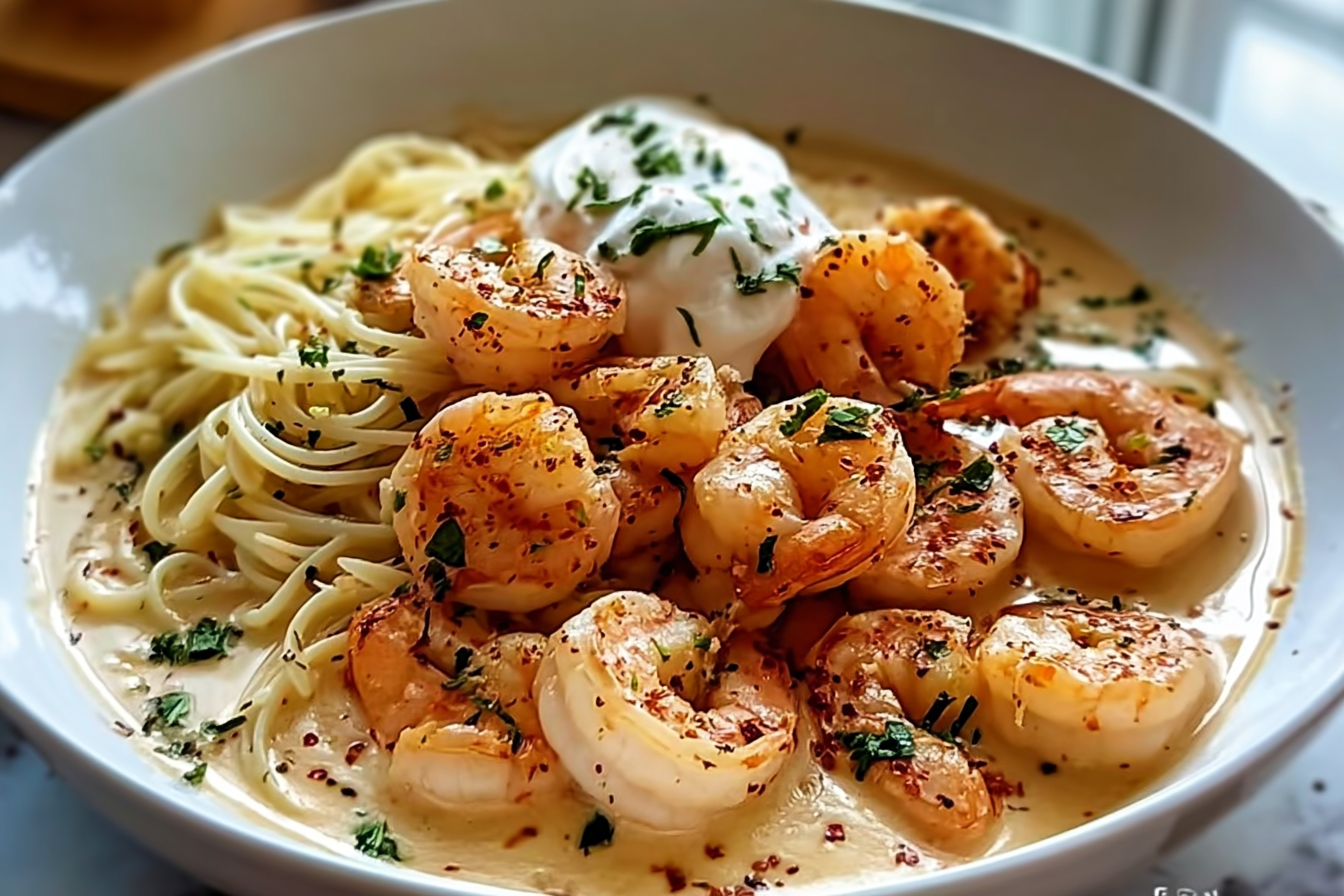 Garlic Infused Creamy Shrimp Pasta