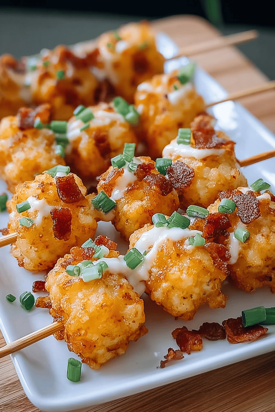 Loaded Tater Tot Skewers
