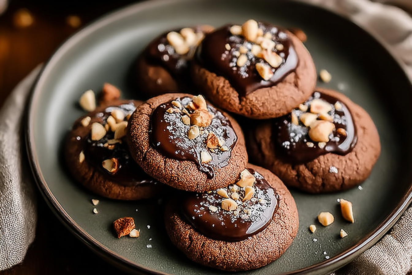 Mocha Hazelnut Thumbprint Cookies