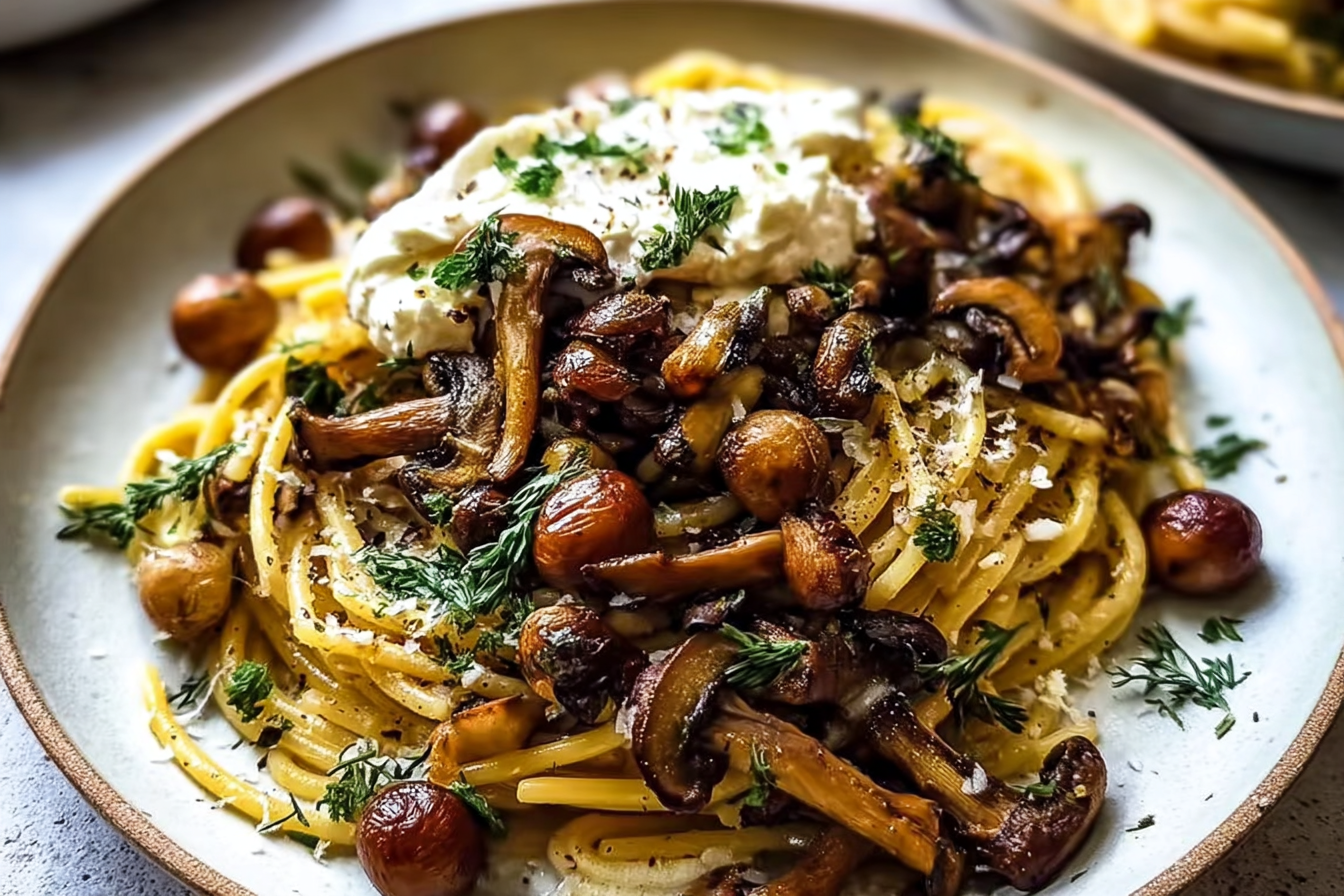 Oven Roasted Mushroom Pasta