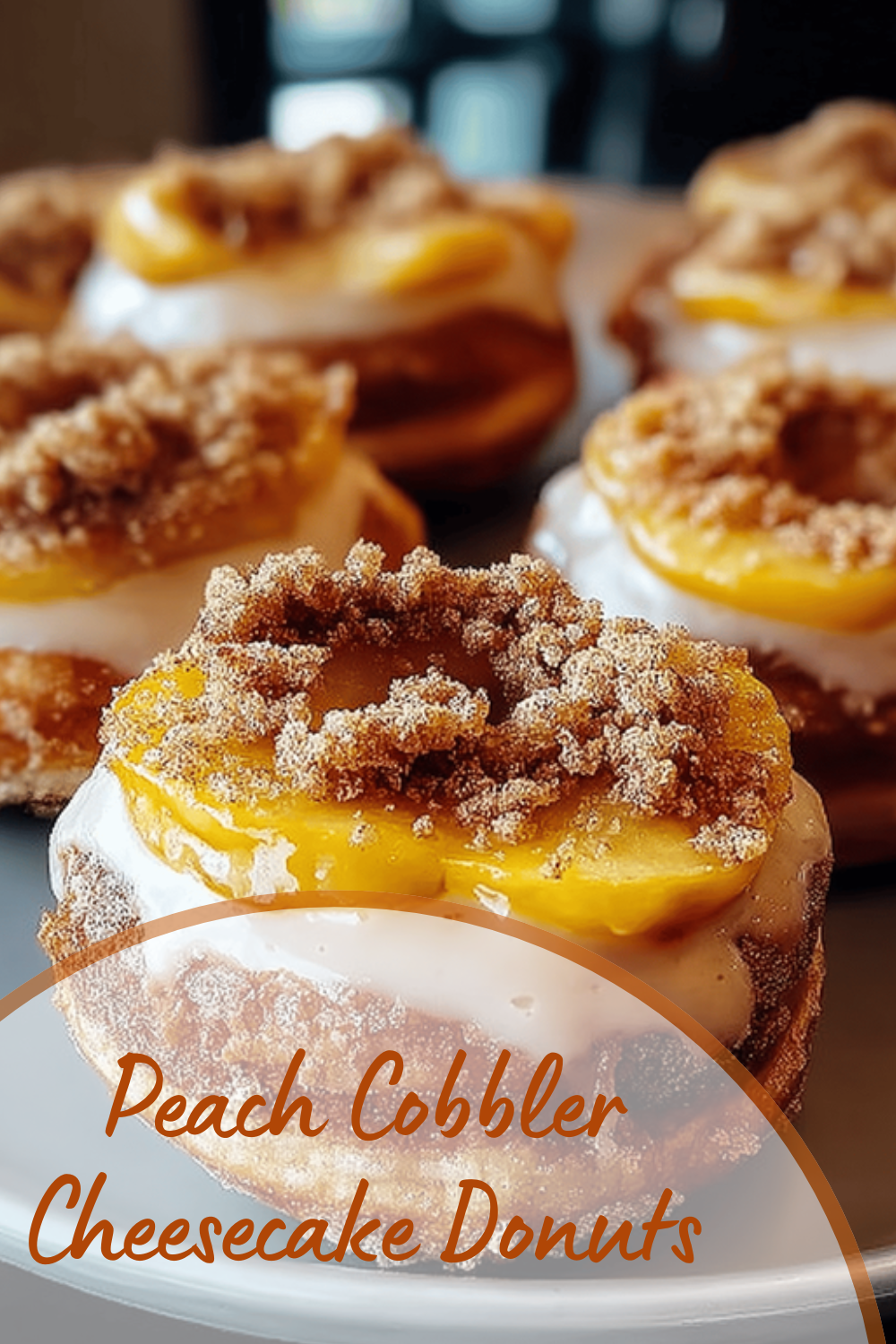 Peach Cobbler Cheesecake Donuts