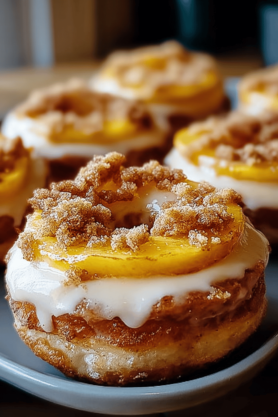 Peach Cobbler Cheesecake Donuts