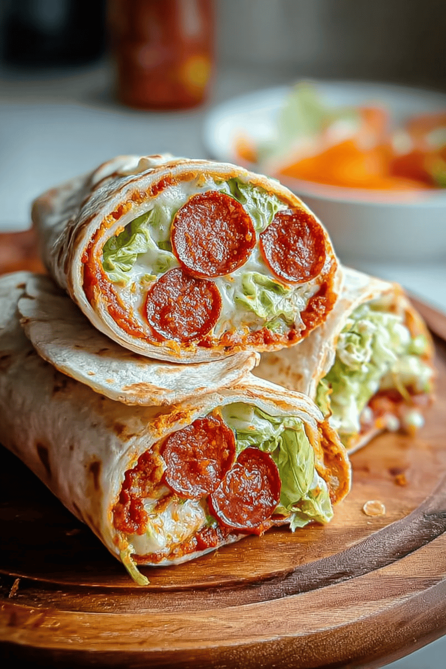 Pepperoni Pizza Caesar Wraps