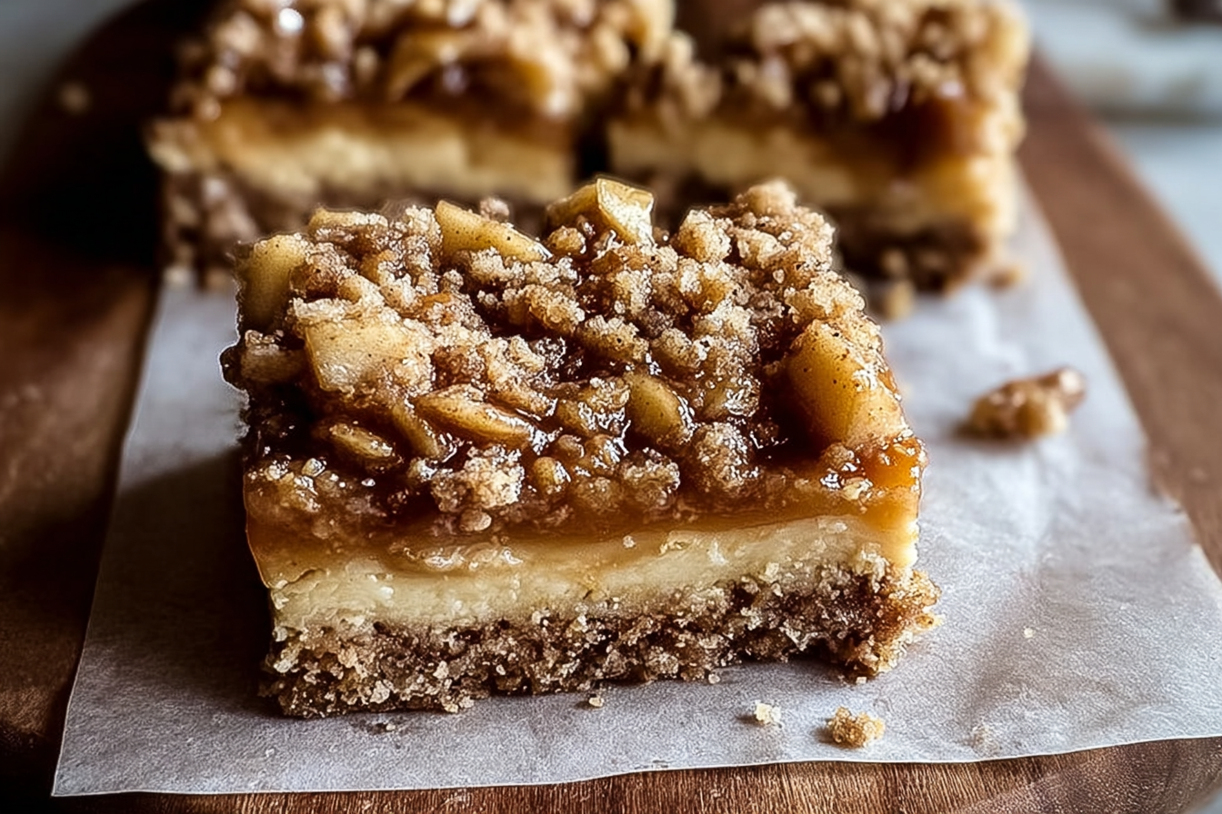 Salted Caramel Apple Crumble Cheesecake Bars