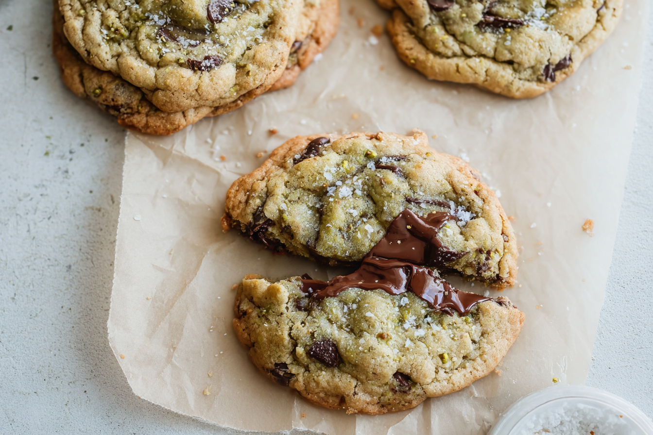 Brown Butter Pistachio Chocolate Chip Cookies