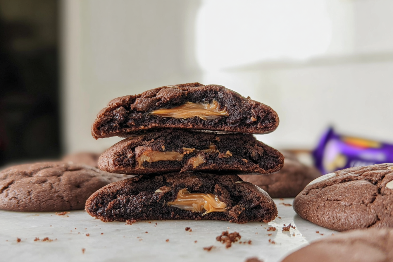 Caramel Stuffed Chocolate Cookies