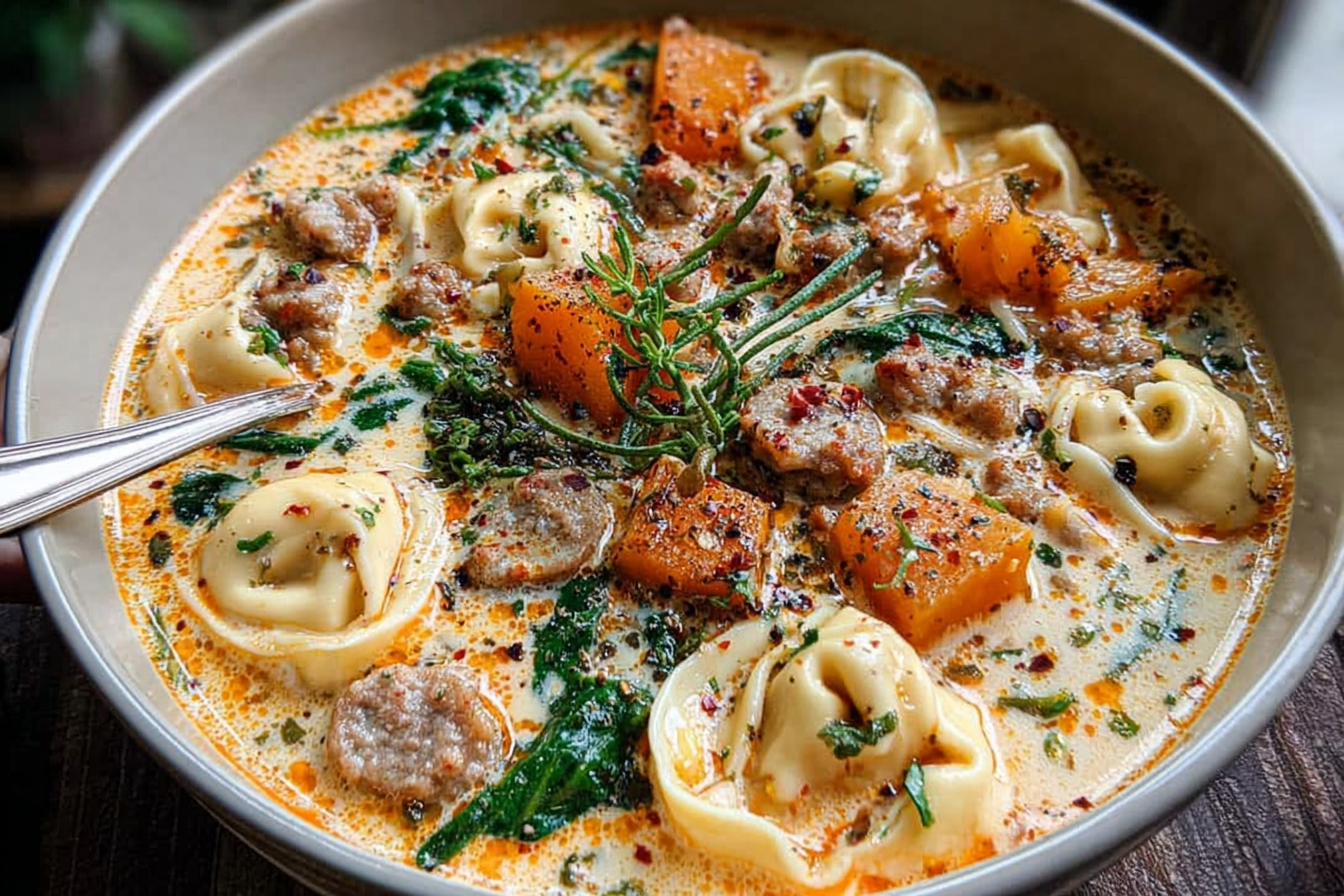 Creamy Sausage Tortellini Soup