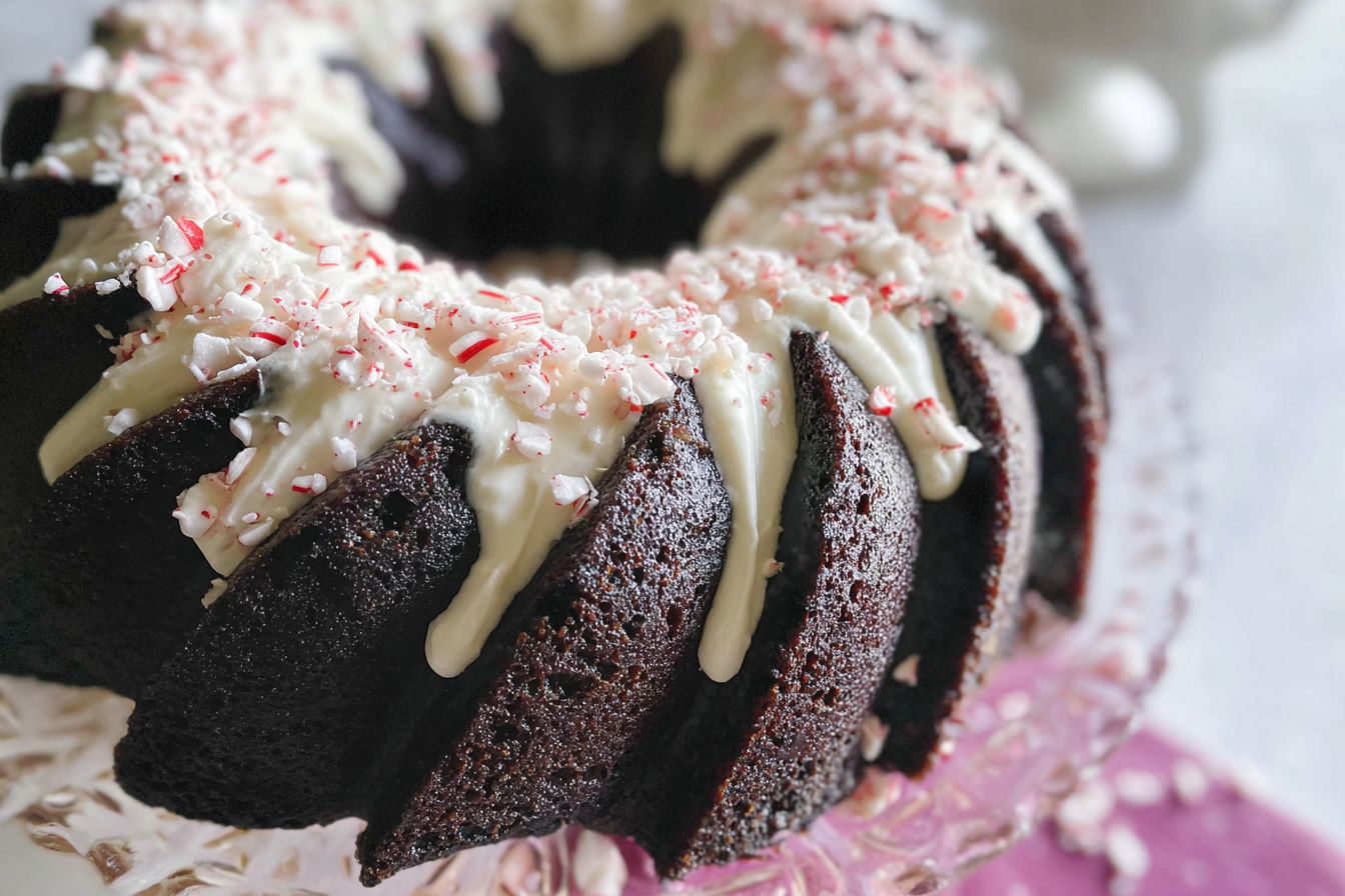 Dark Chocolate Peppermint Bundt Cake