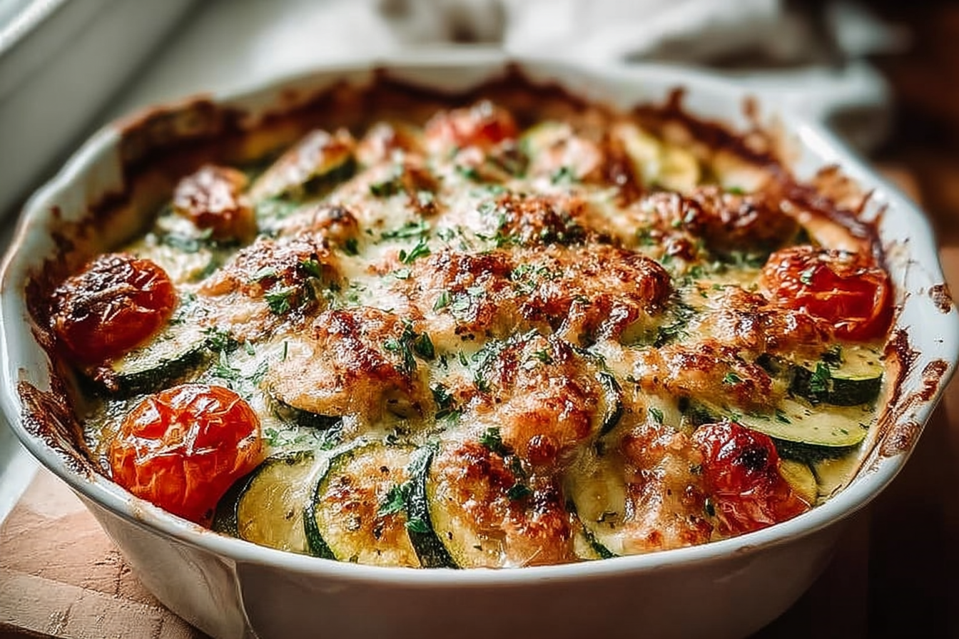 Mediterranean Chicken Zucchini Bake