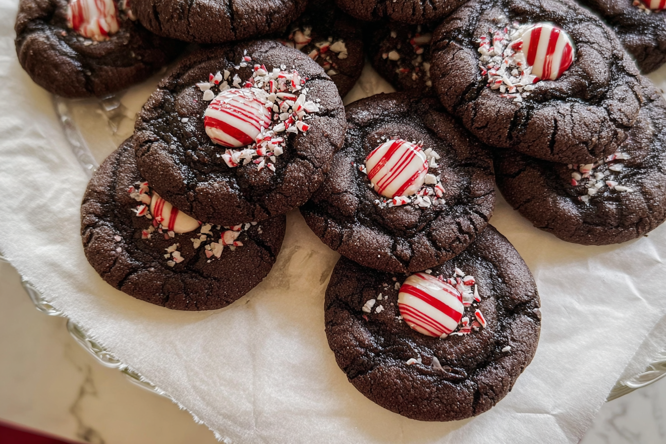 Peppermint Kiss Chocolate Cookies