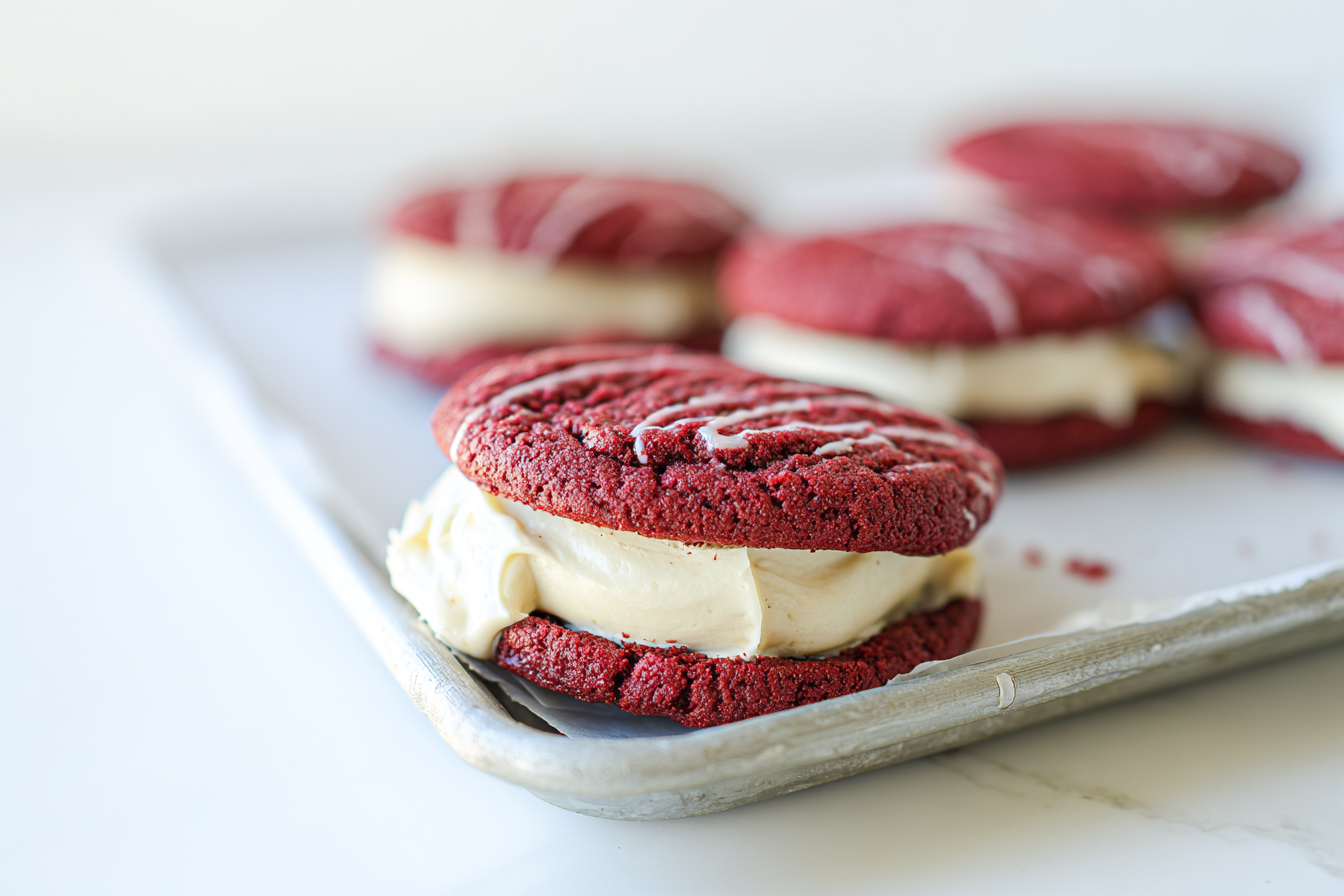 Red Velvet Cookie Sandwiches