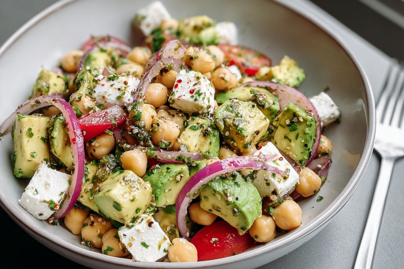 Chickpea Feta Avocado Salad