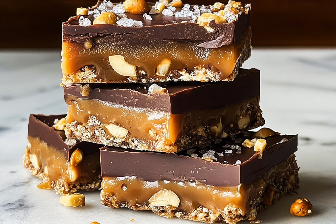 Chocolate Caramel Coffee Pretzel Bars