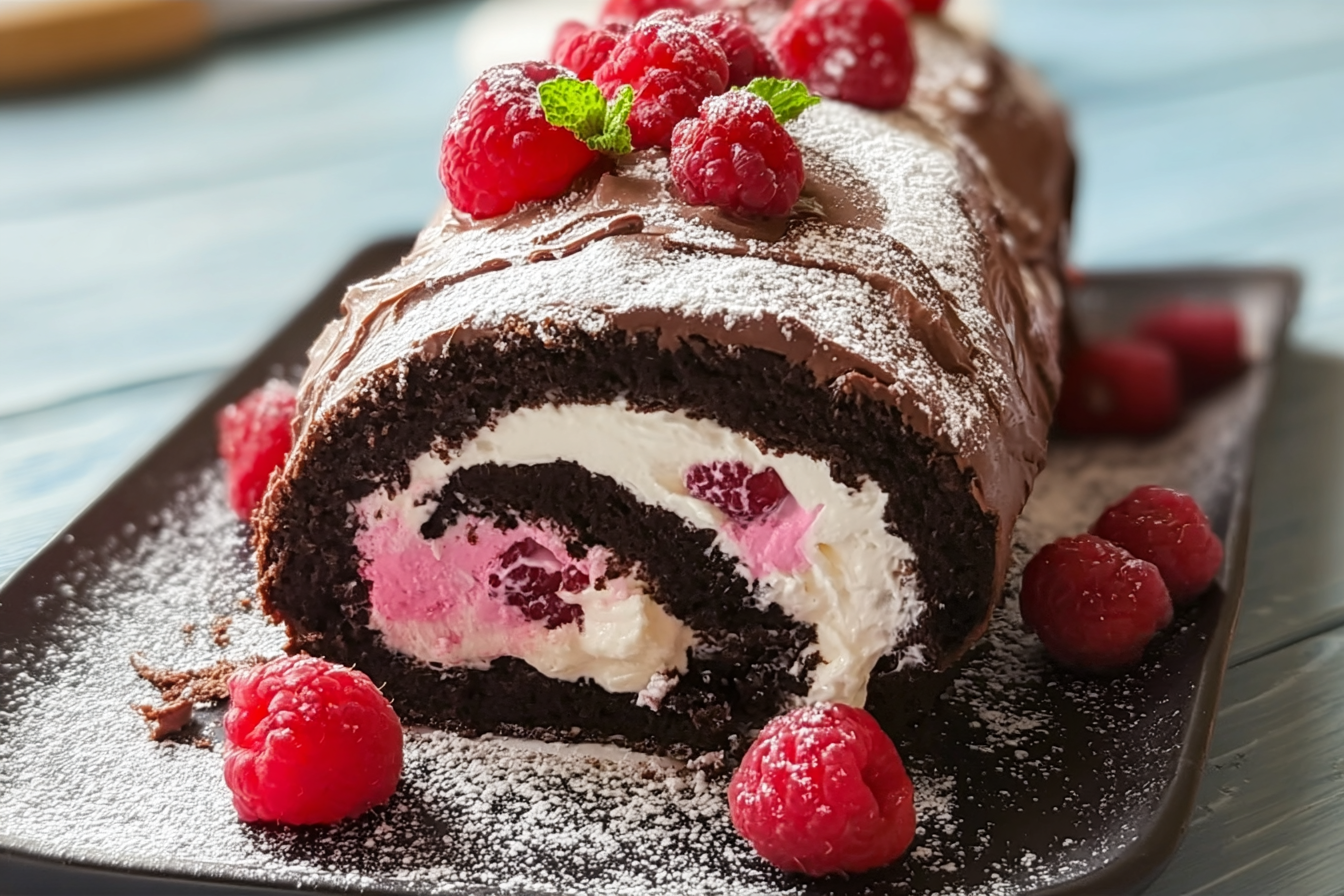Chocolate Raspberry Cake Roll