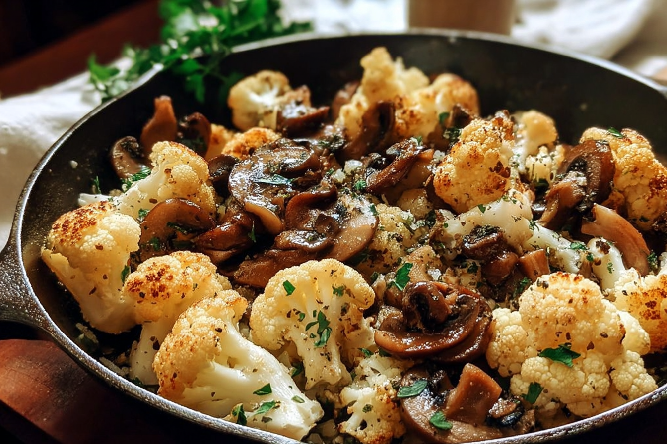 Garlic Cauliflower Mushroom Skillet