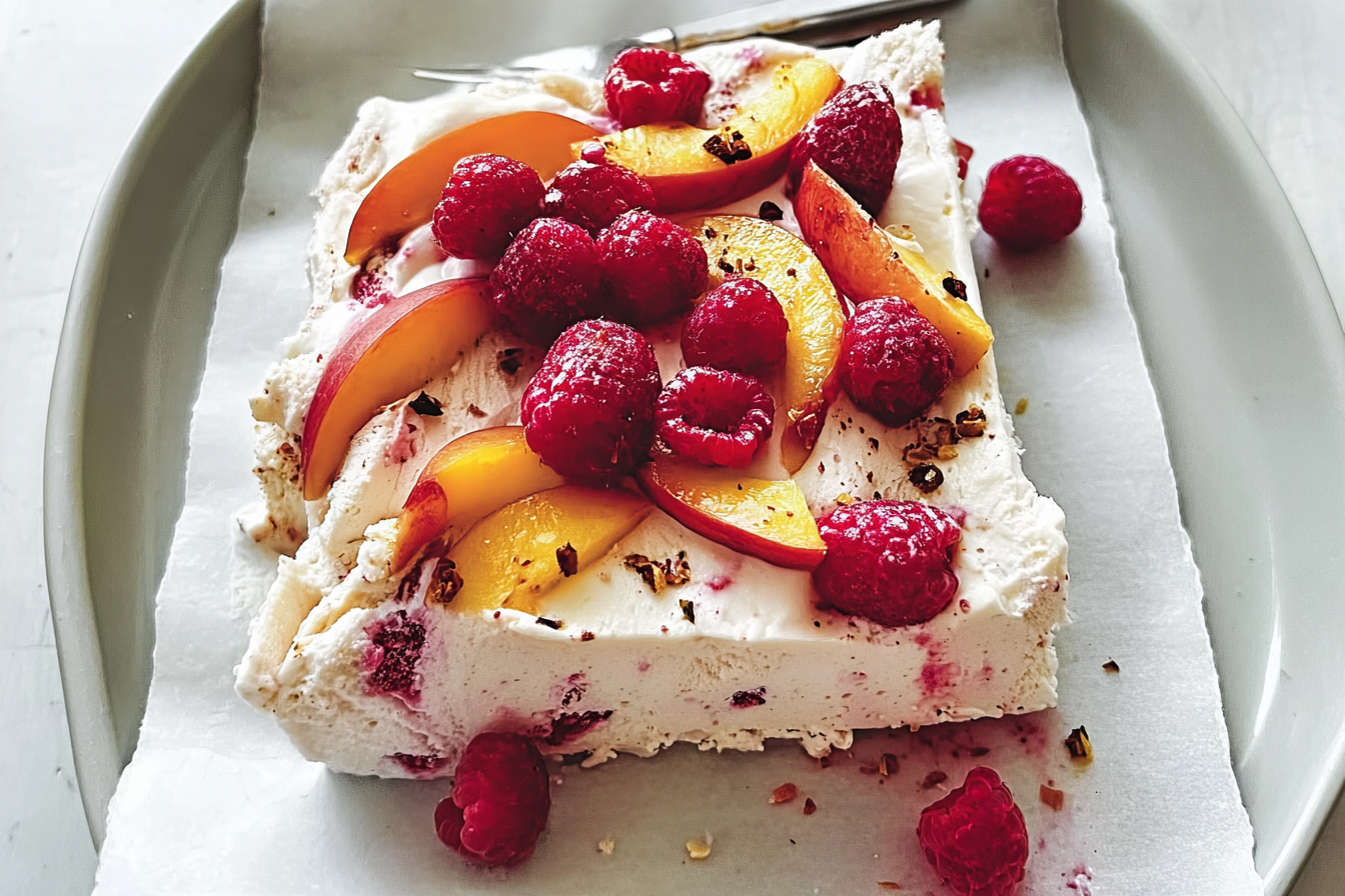 Raspberry Ice Cream Slice