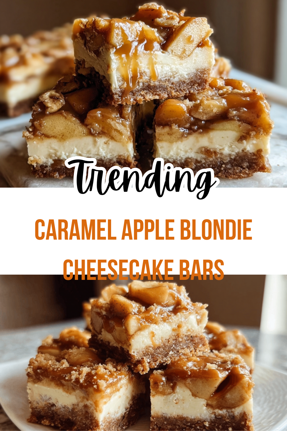 Caramel Apple Blondie Cheesecake Bars