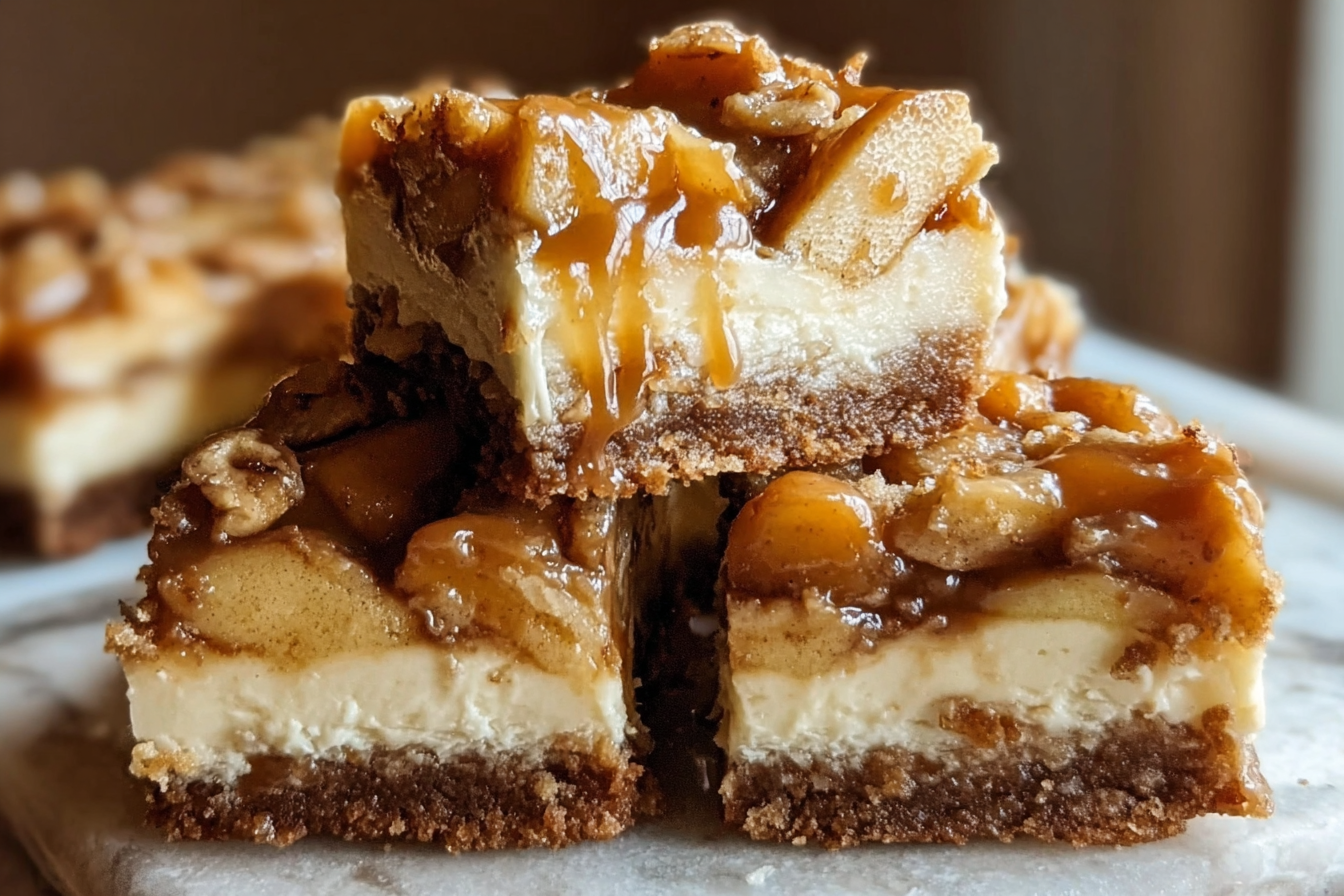 Caramel Apple Blondie Cheesecake Bars