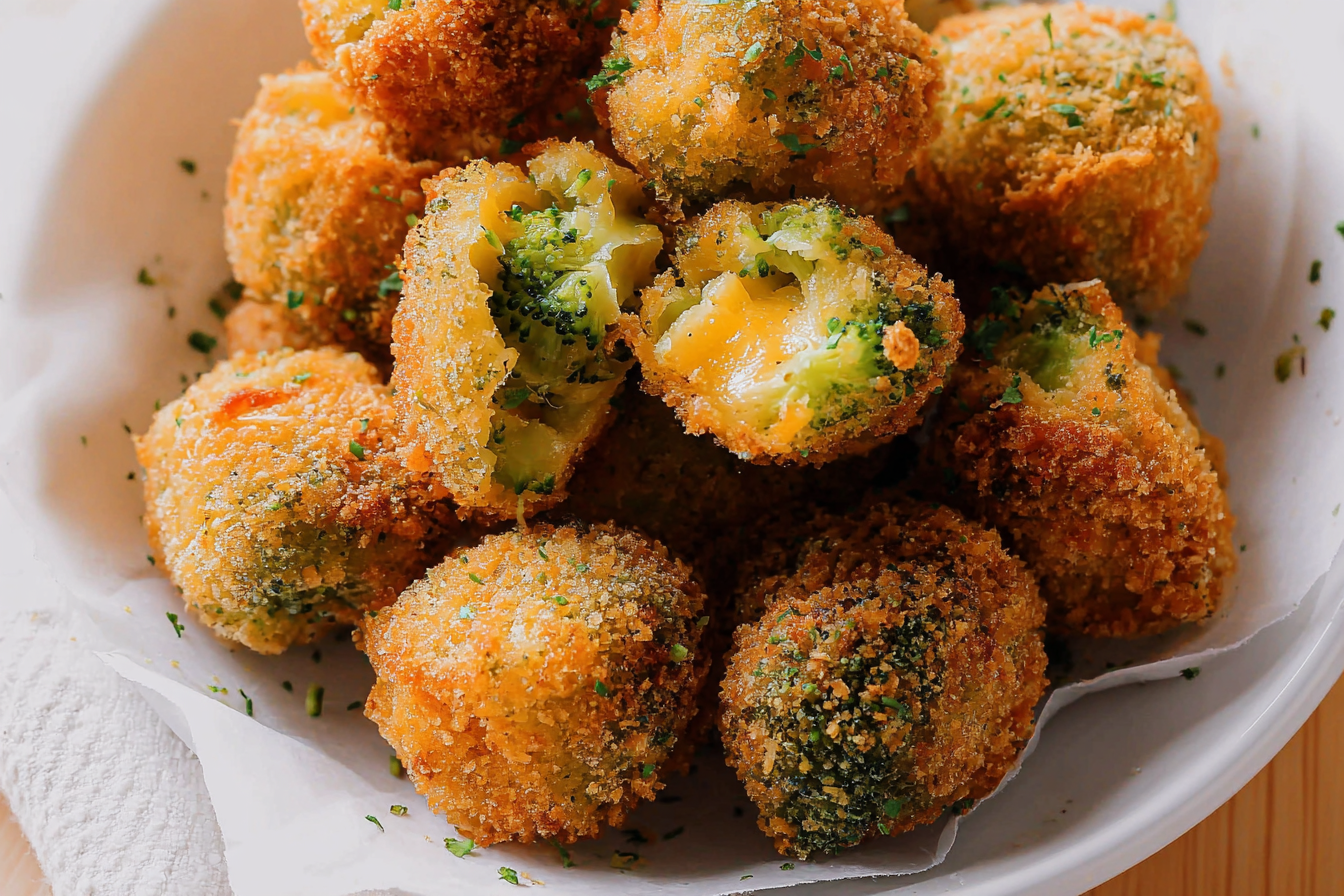 Cheesy Fried Broccoli Bites