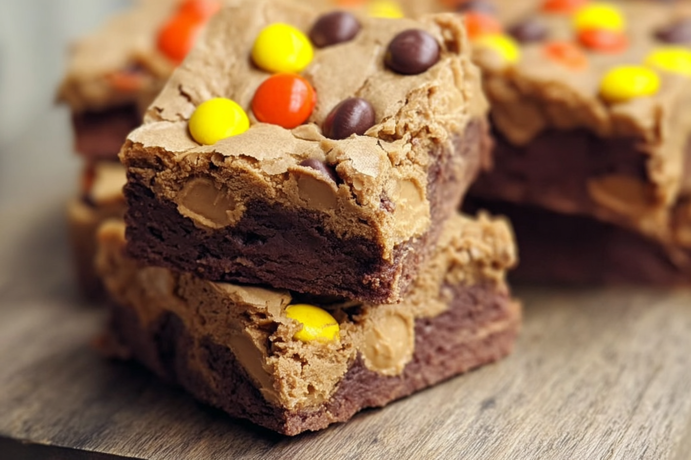 Chewy Reeses Pieces Peanut Butter Brownies