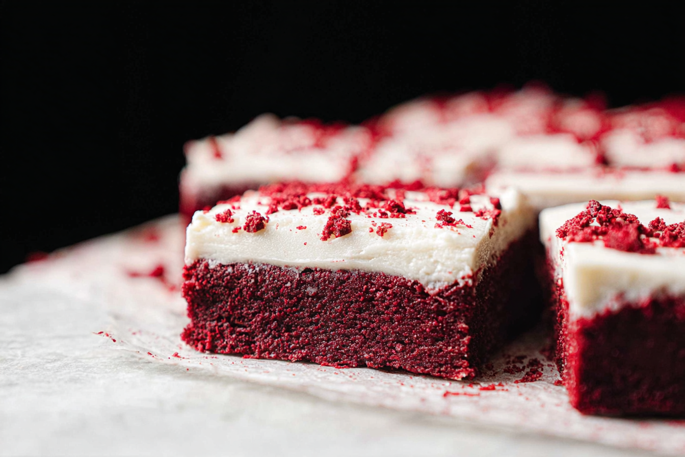 Red Velvet Bars With Cream Cheese Frosting 6 Frosted Red Velvet Bars
