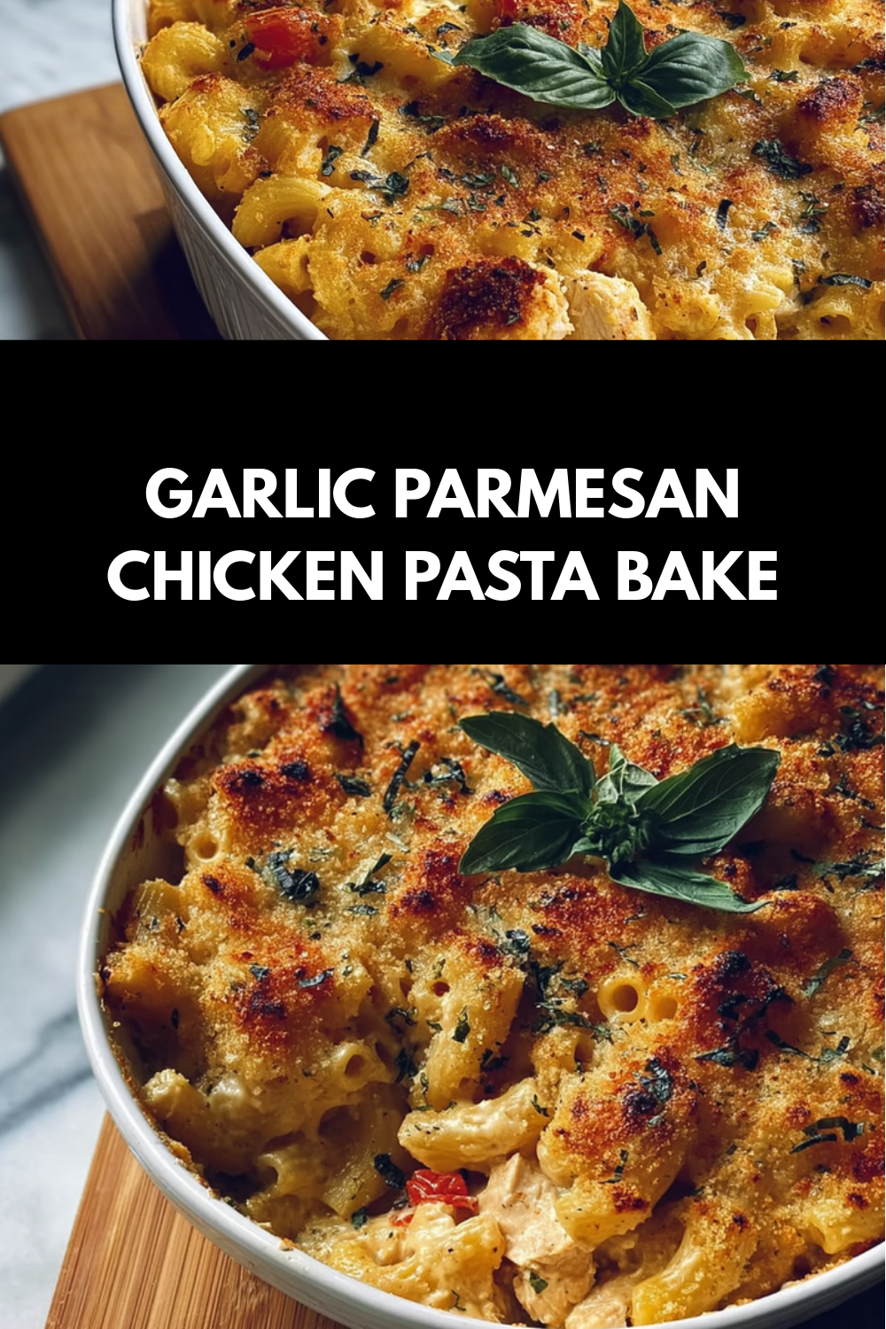 Garlic Parmesan Chicken Pasta Bake