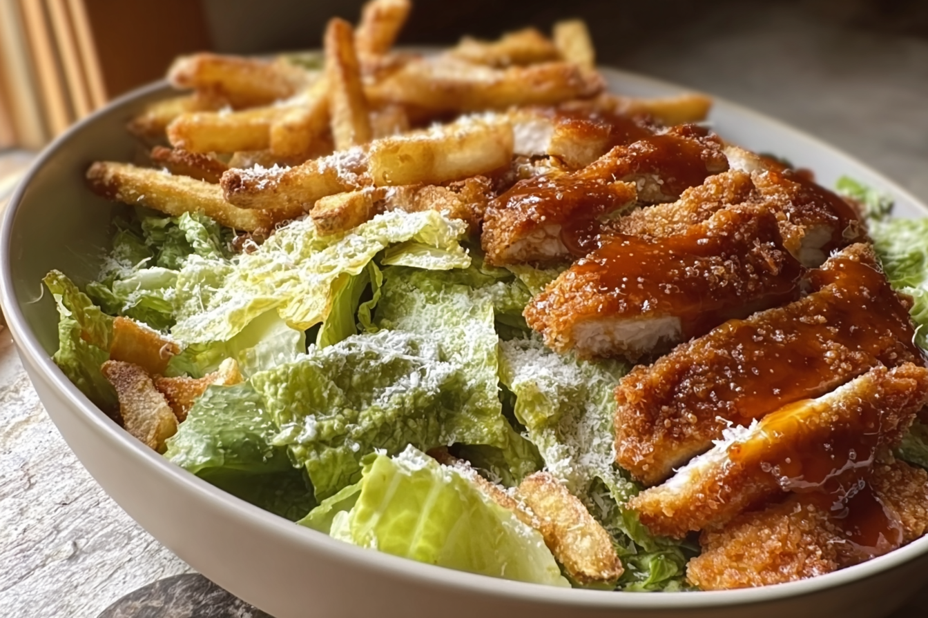 Crispy Hot Honey Chicken Caesar Salad 6 Hot Honey Crispy Chicken Caesar Salad Fries
