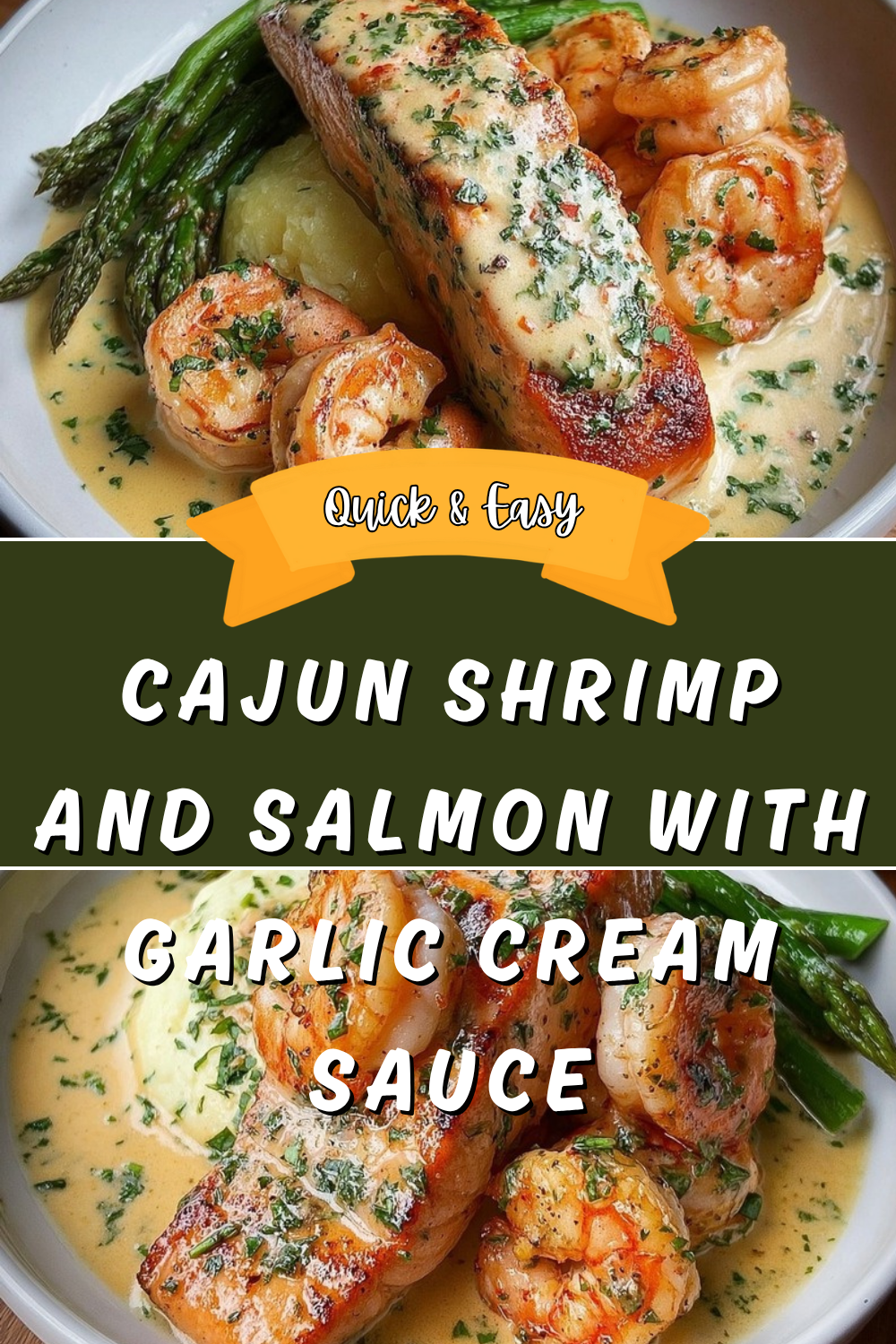 Cajun Shrimp And Salmon With Garlic Cream Sauce