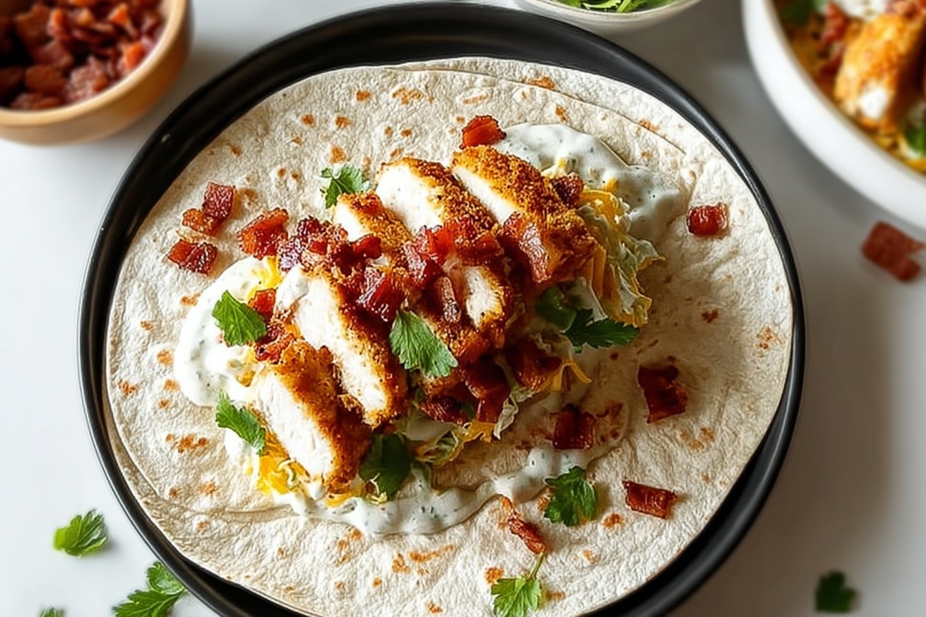 Easy Crispy Chicken Bacon Ranch Wrap