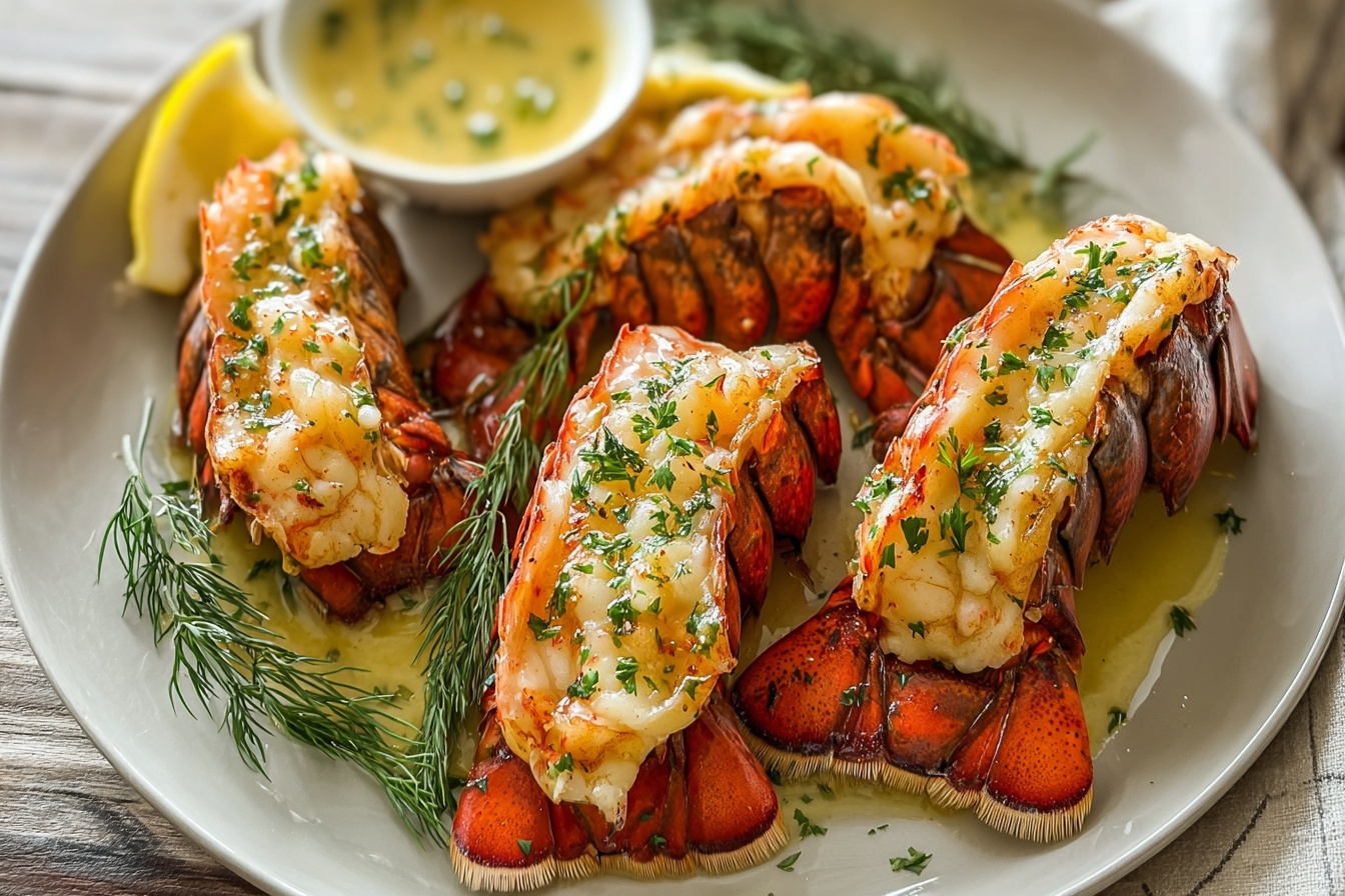 Grilled Lobster Tails With Garlic Lemon Butter Sauce