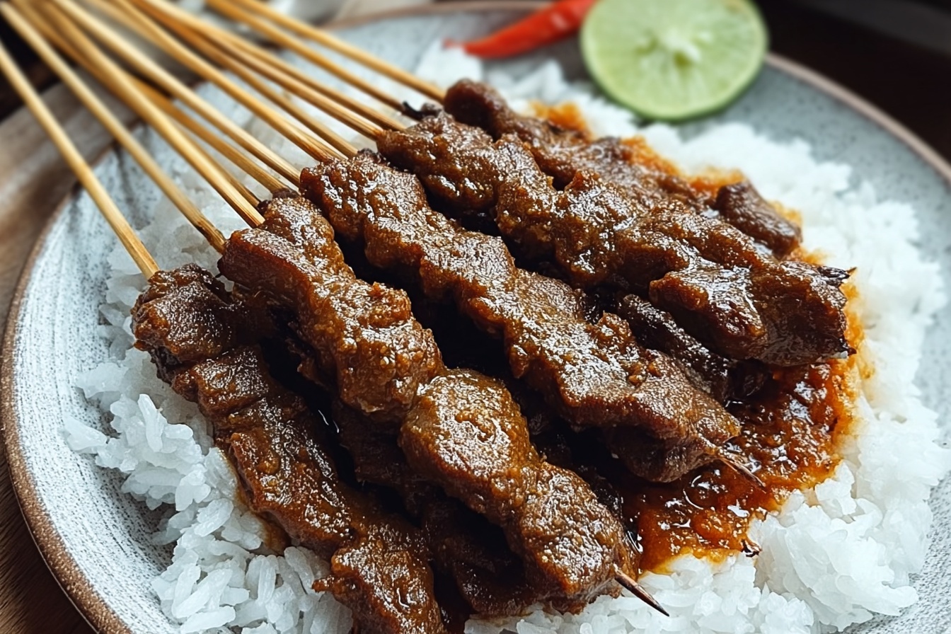 Indonesian Sate Padang Beef Skewers