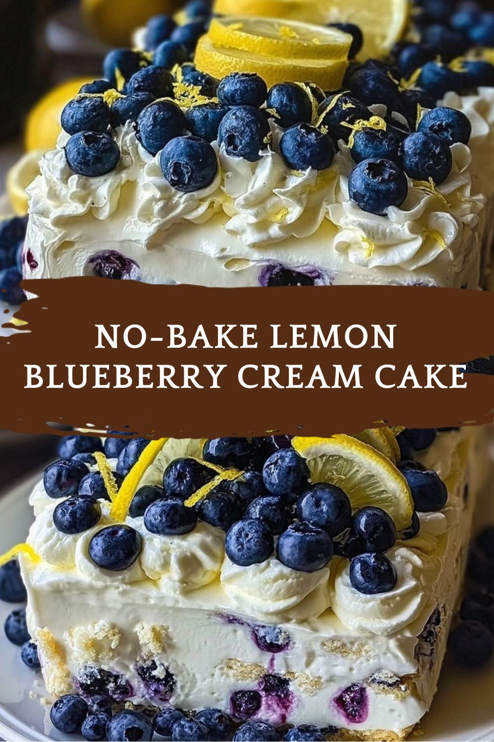 No-Bake Lemon Blueberry Cream Cake