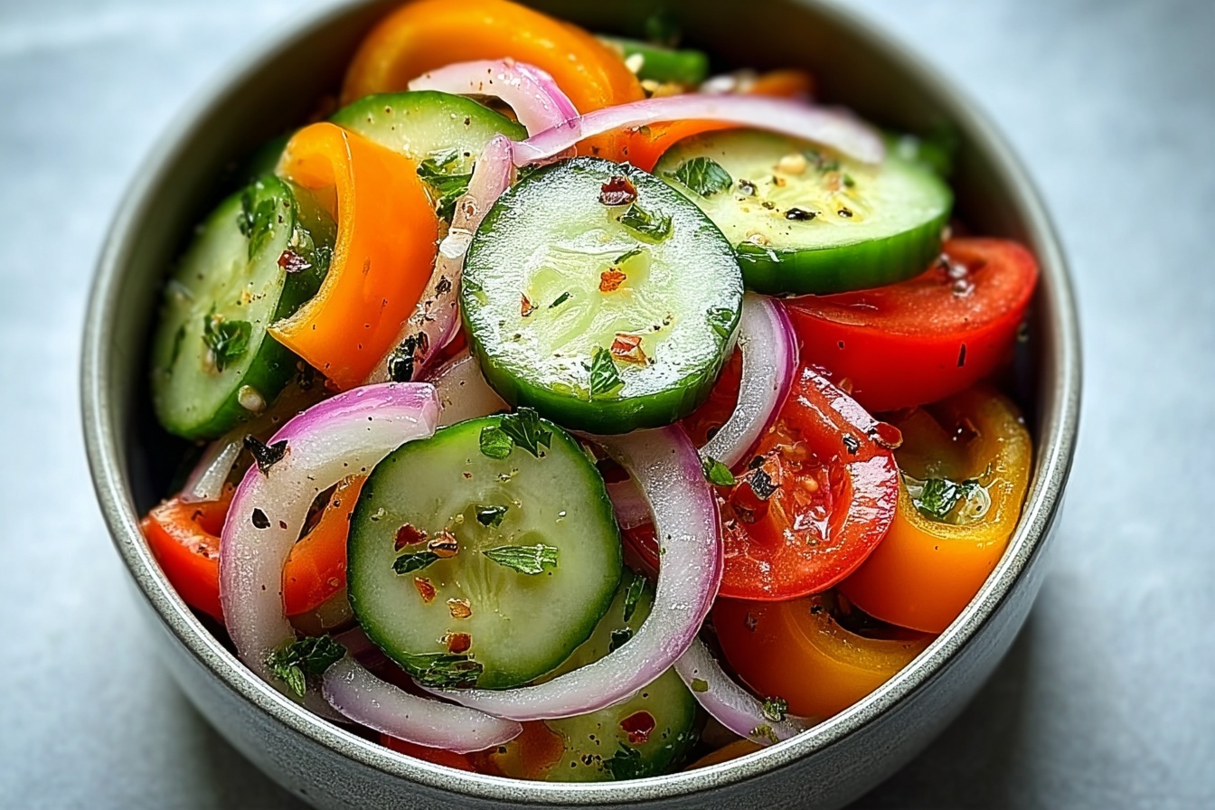 Pickled Cucumber, Onion, And Bell Pepper Salad