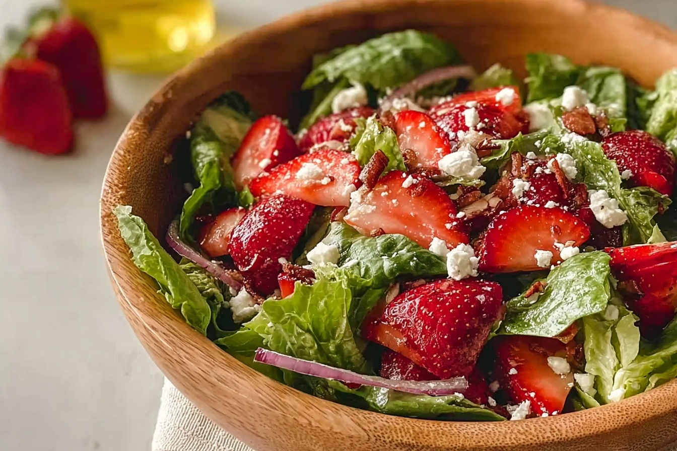 Simple Strawberry Romaine Feta Salad